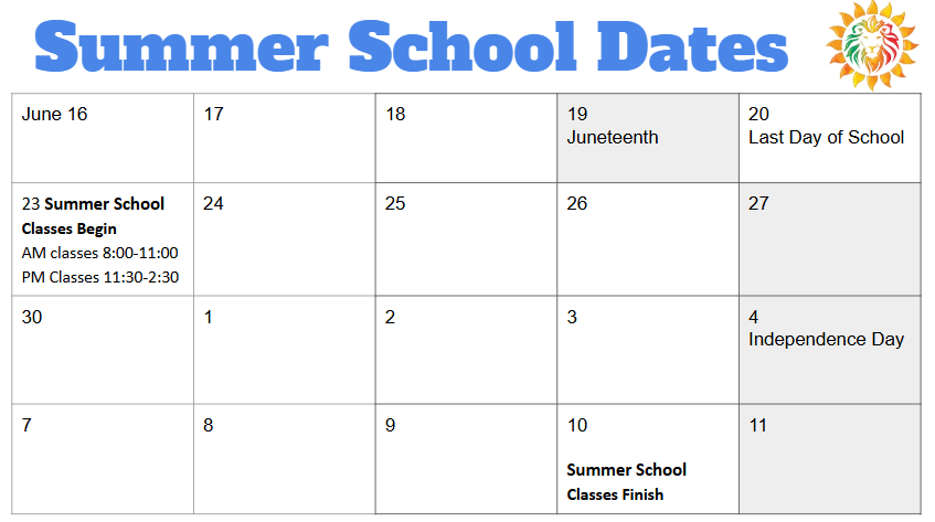 Summer School Dates