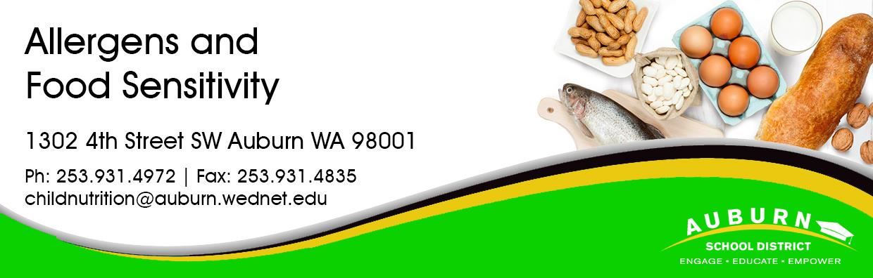 Allergens & Food Sensitivity Web Banner - Milk, fish, grains. 