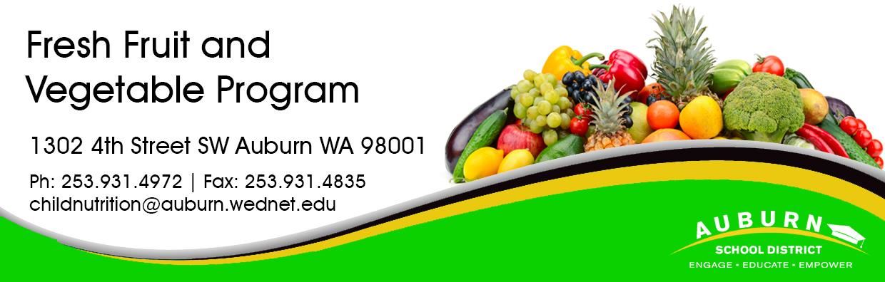 Fresh Fruit and Vegetable Program Web Banner - Fresh fruits and vegetables.  